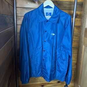 Vintage Champion Blue Coach Jacket Sz Large USA Made Nylon Snap Jacket